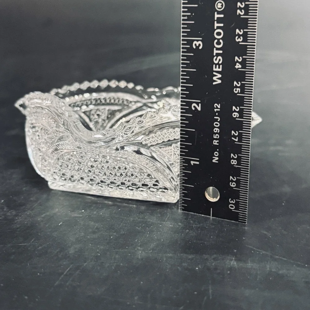 Vintage Mid Century Starburst‎ Clear Crystal Glass Ashtray Vanity Trinket Dish